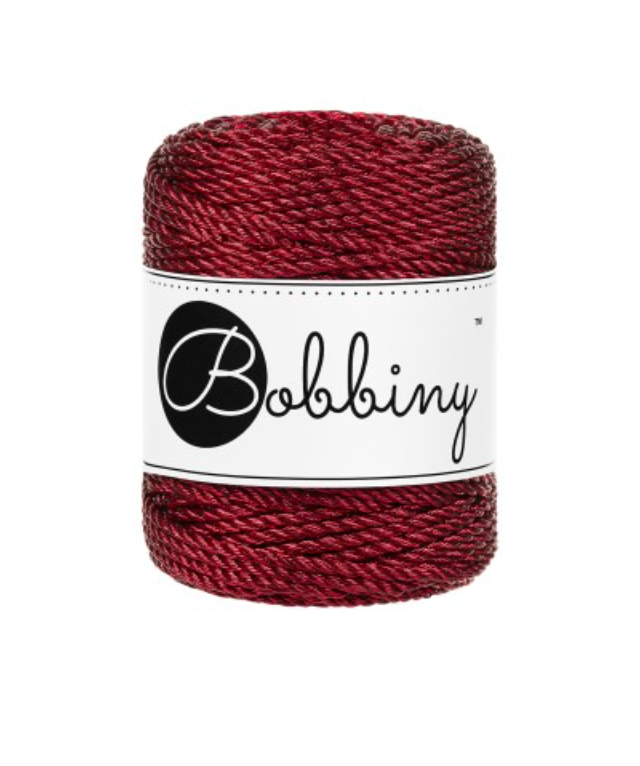 Bobbiny Macrame Rope - 3ply - 3mm - Metallic Red