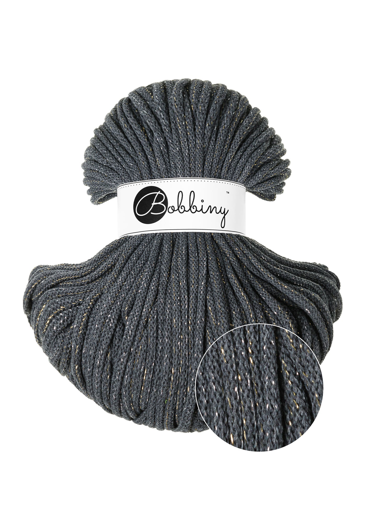 Bobbiny Braided Cords - Premium 5mm - Shiny Charcoal