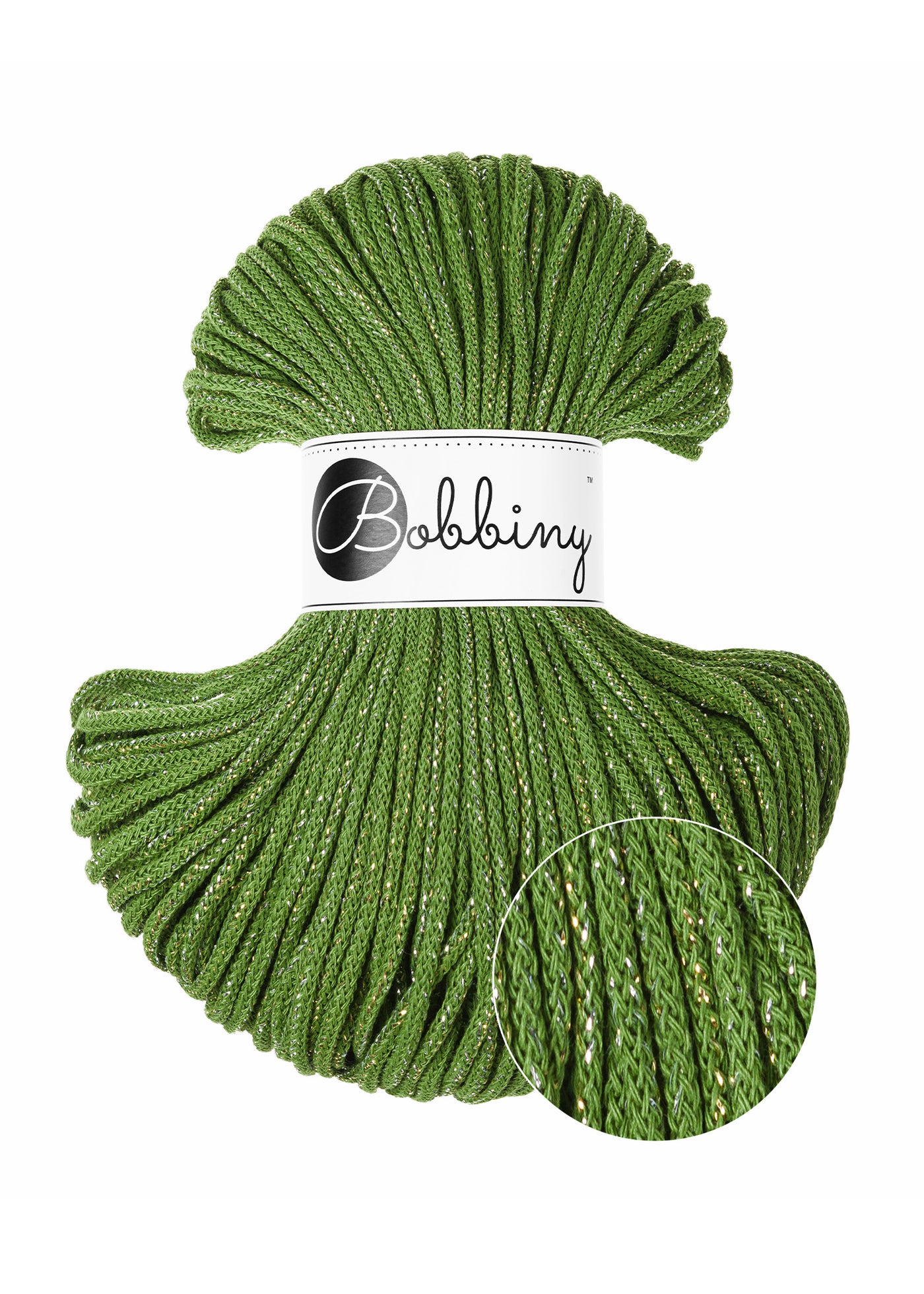 Bobbiny Braided Cords - Junior 3mm - Shiny Moss Green