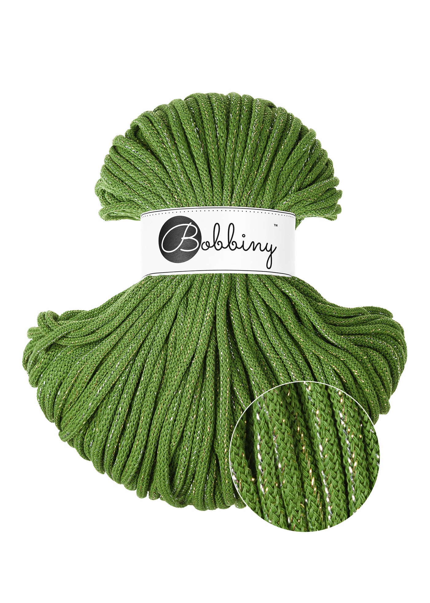 Bobbiny Braided Cords - Premium 5mm - Shiny Moss Green