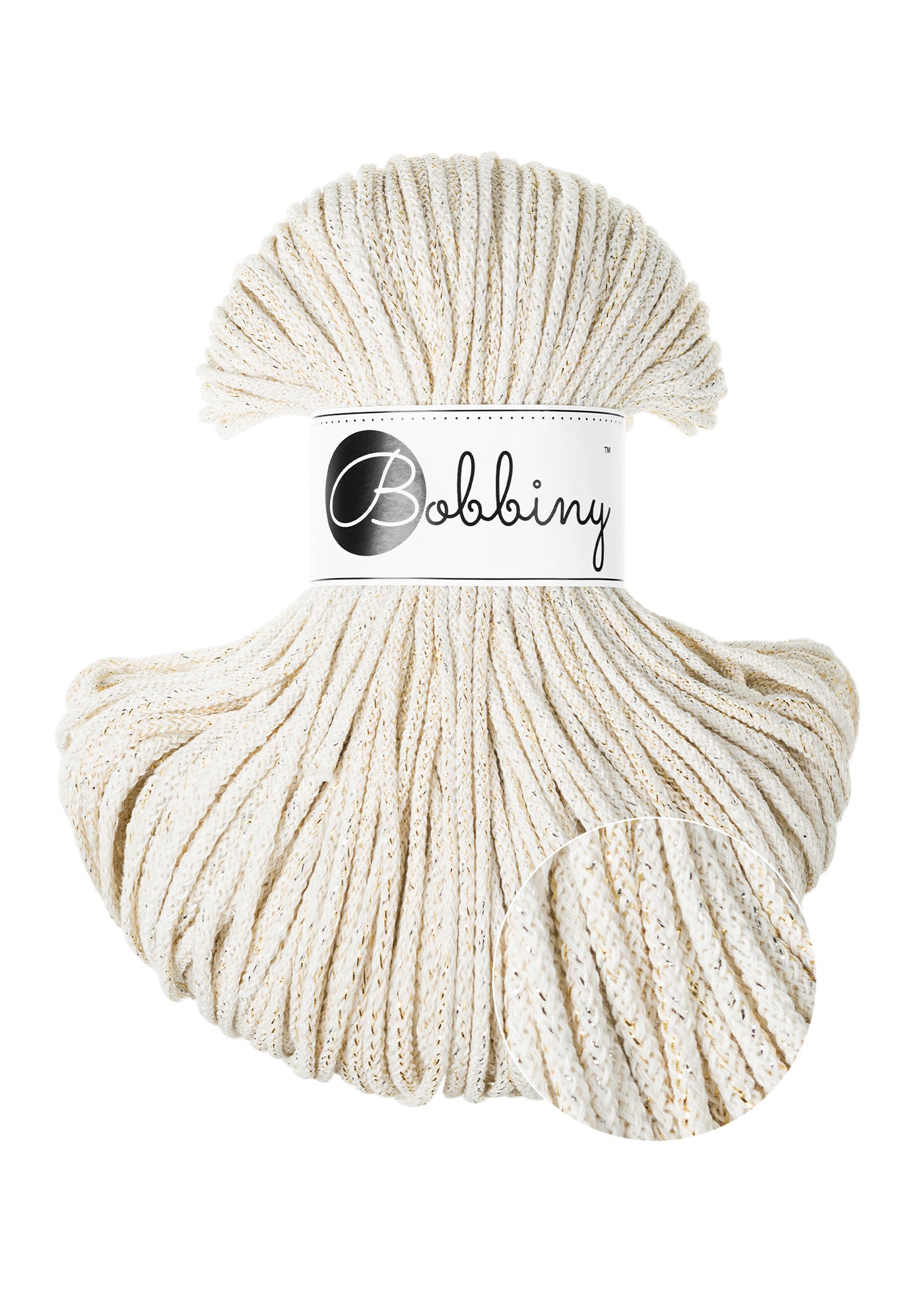 Bobbiny Braided Cords - Junior 3mm - Shiny Natural
