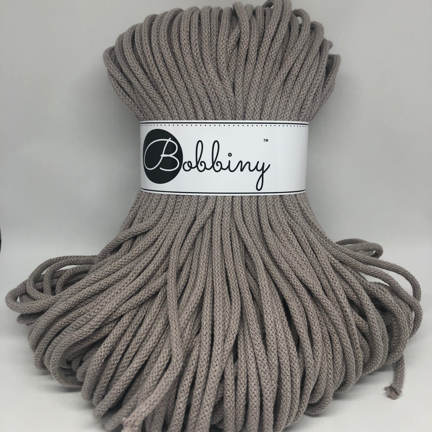 These beautiful Bobbiny ropes are made in Poland, and are non-toxic and certified safe for children, meeting certified worldwide textile standards.  5mm Diameter  100 metres Length  Recommended for use with 10-12mm crochet or knitting needles  Cotton inner and outer layers, perfect for use with Macrame, Crochet or Knitting   