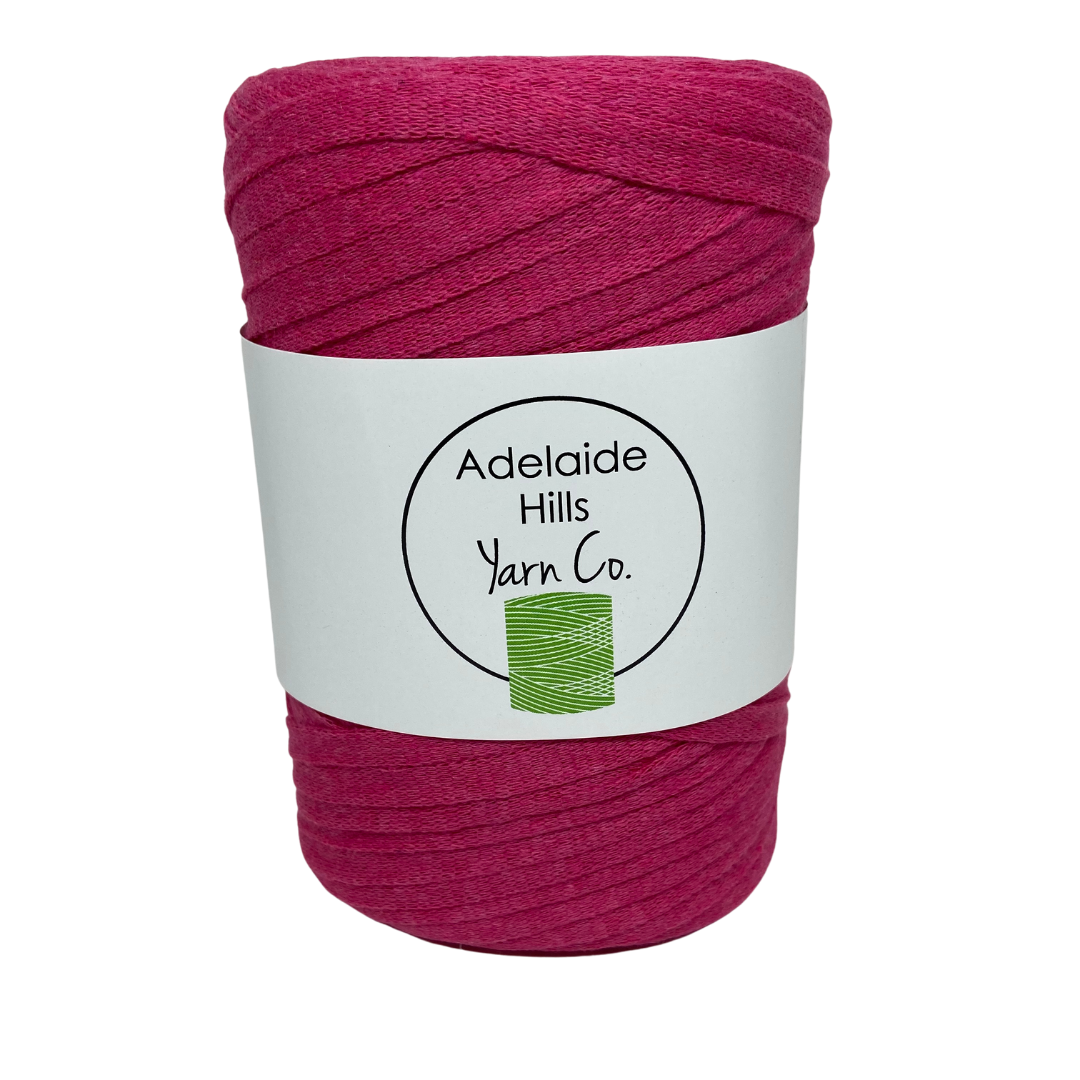 Where can I find ribbon yarn FUSCHIA? Our Ribbon Yarn is a beautifully soft woven tape-like fibre perfect for use with crochet, knitting, weaving or any fibre art. Made from 100% recycled fibres.   Length: 130metres +/-  Weight: 250gms +/-  For use with approx 7mm or above hooks depending on your project