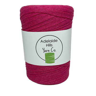 Where can I find ribbon yarn FUSCHIA? Our Ribbon Yarn is a beautifully soft woven tape-like fibre perfect for use with crochet, knitting, weaving or any fibre art. Made from 100% recycled fibres.   Length: 130metres +/-  Weight: 250gms +/-  For use with approx 7mm or above hooks depending on your project